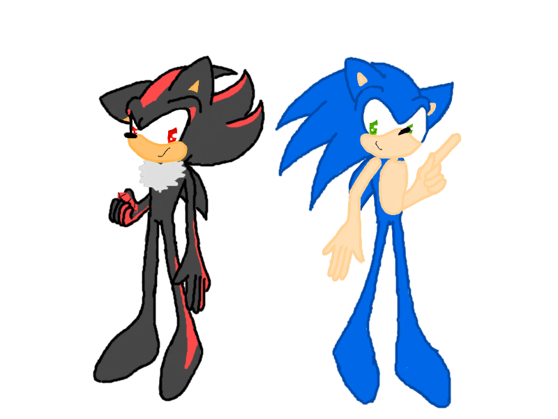 Sonic and shadow without shoes gloves by.