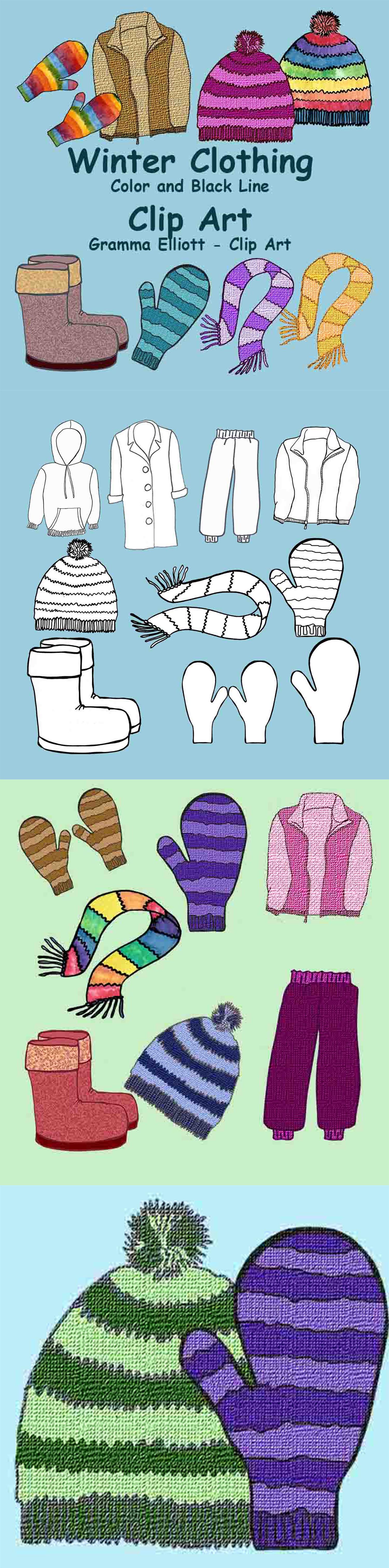 Winter clothing clip art. Mittens clipart snow pants