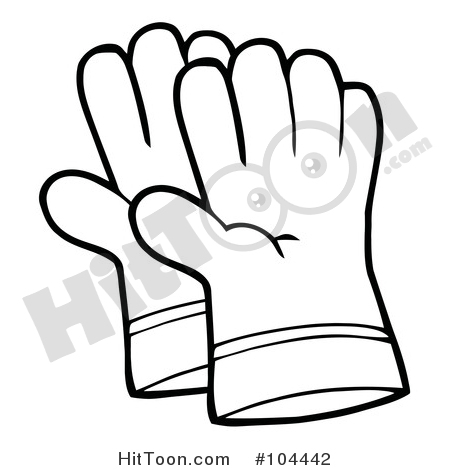 Glove clipart tool. Gardening coloring page outline