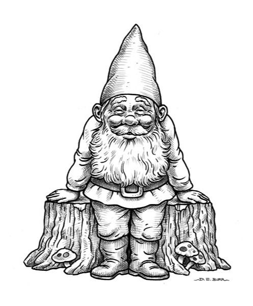 Gnome clipart line. Standing art illustration tattoos