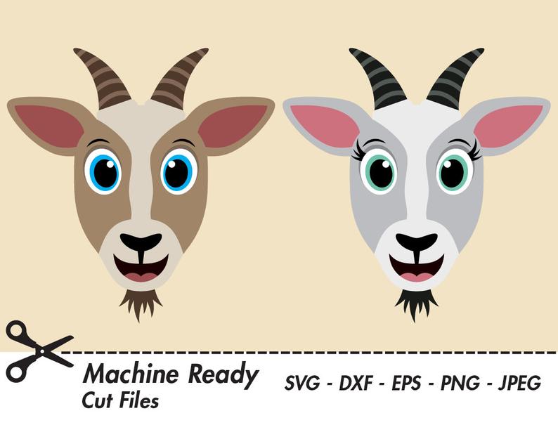 Goat clipart face. Cute svg cut files