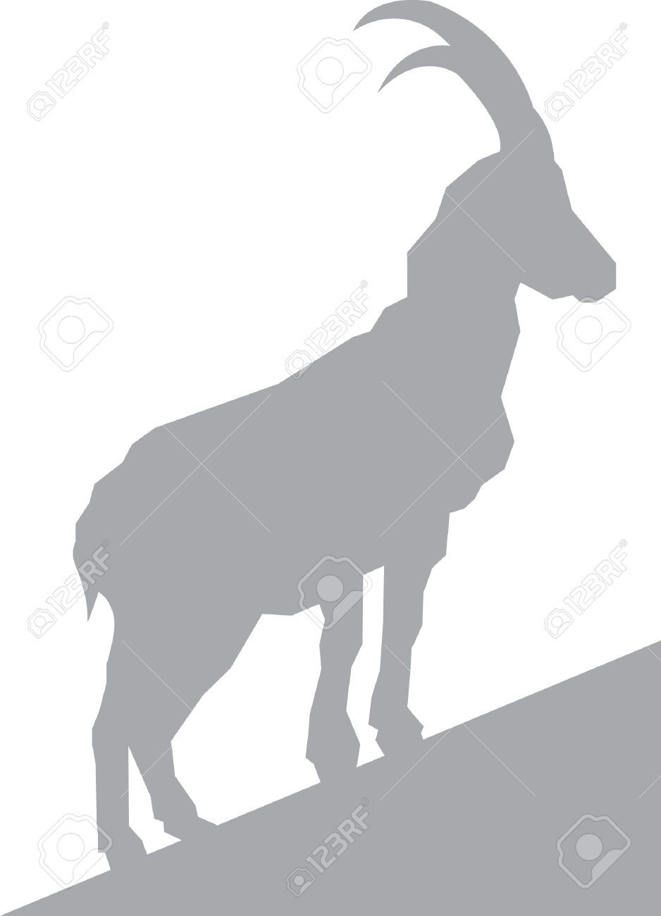 Mountain stock vector illustration. Goat clipart wild goat
