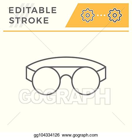 Vector protective line icon. Goggles clipart welding goggles