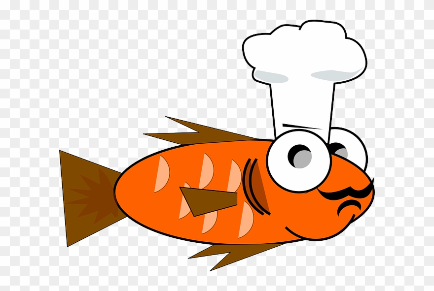Goldfish clipart feed the fish. Feeding wearing chef hat