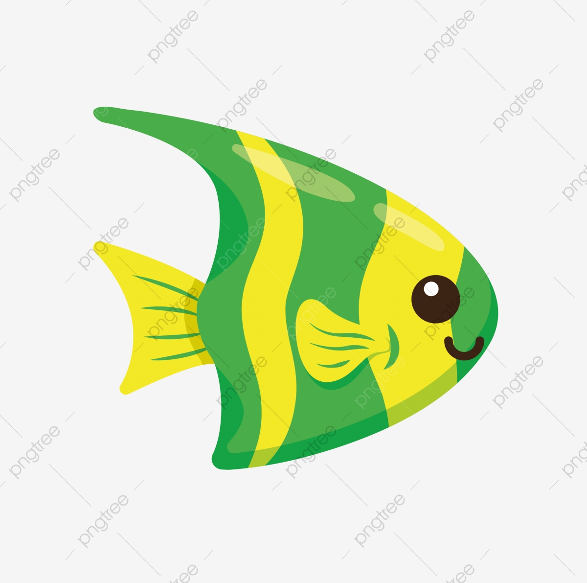 Ornamental fish through cartoon. Goldfish clipart green