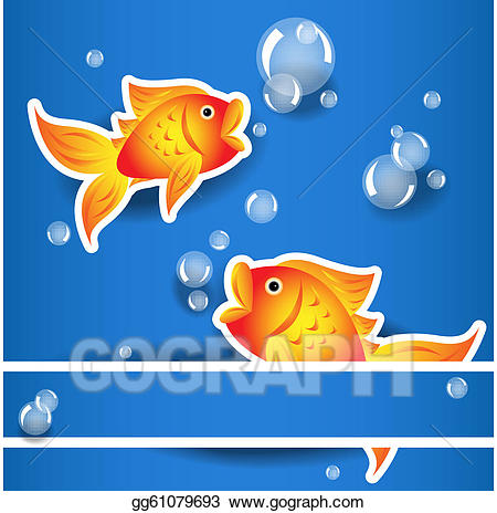 Eps vector cartoon goldfih. Goldfish clipart label