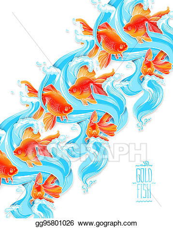 Stock illustration artwork line. Goldfish clipart underwater
