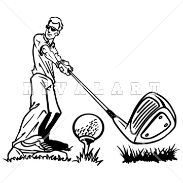 golf clipart black and white