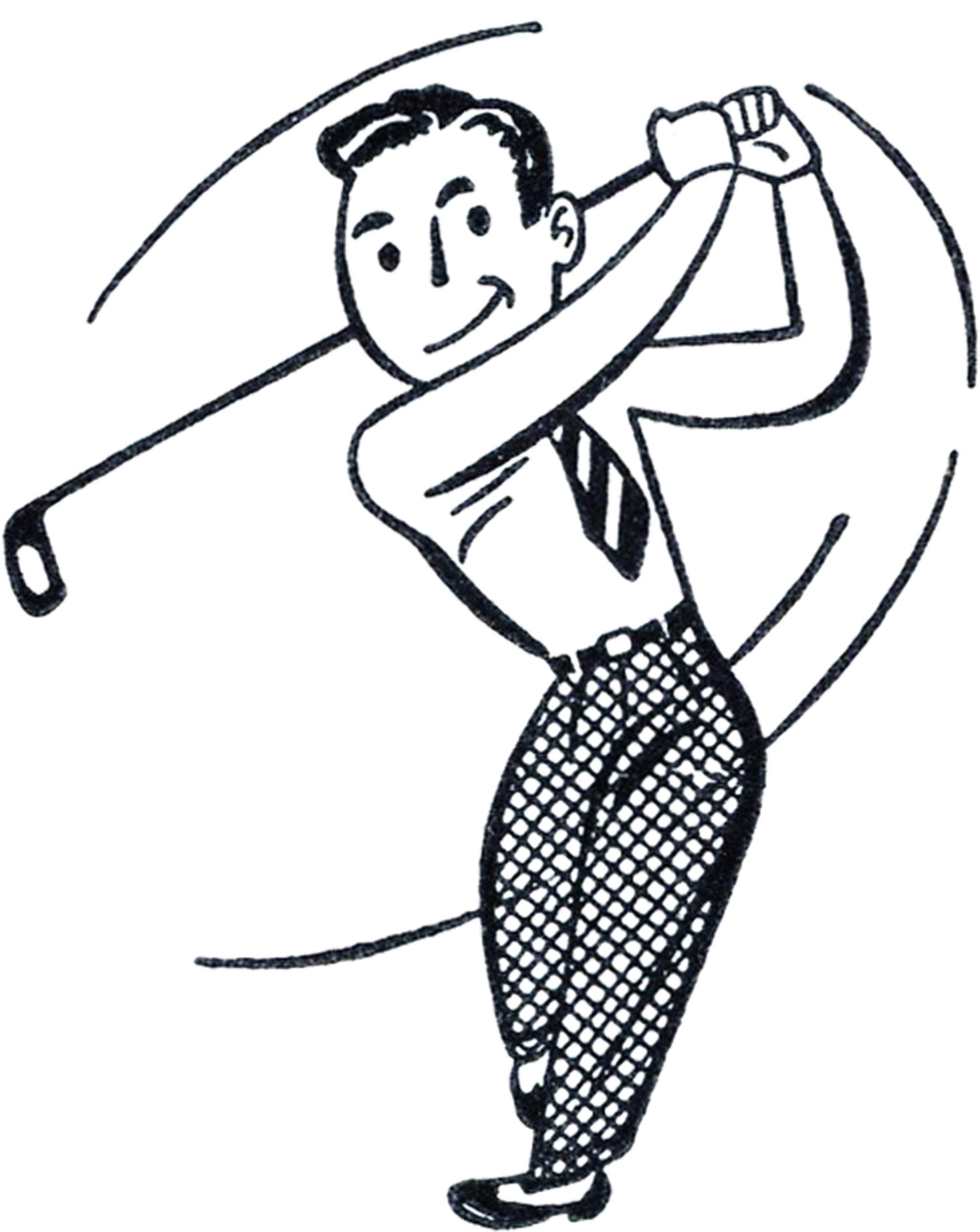 golfing clipart black and white