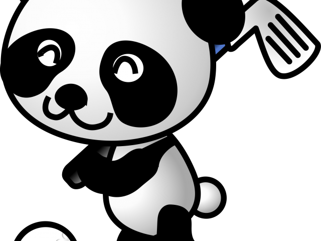 Mini black and white. Golf clipart pandas
