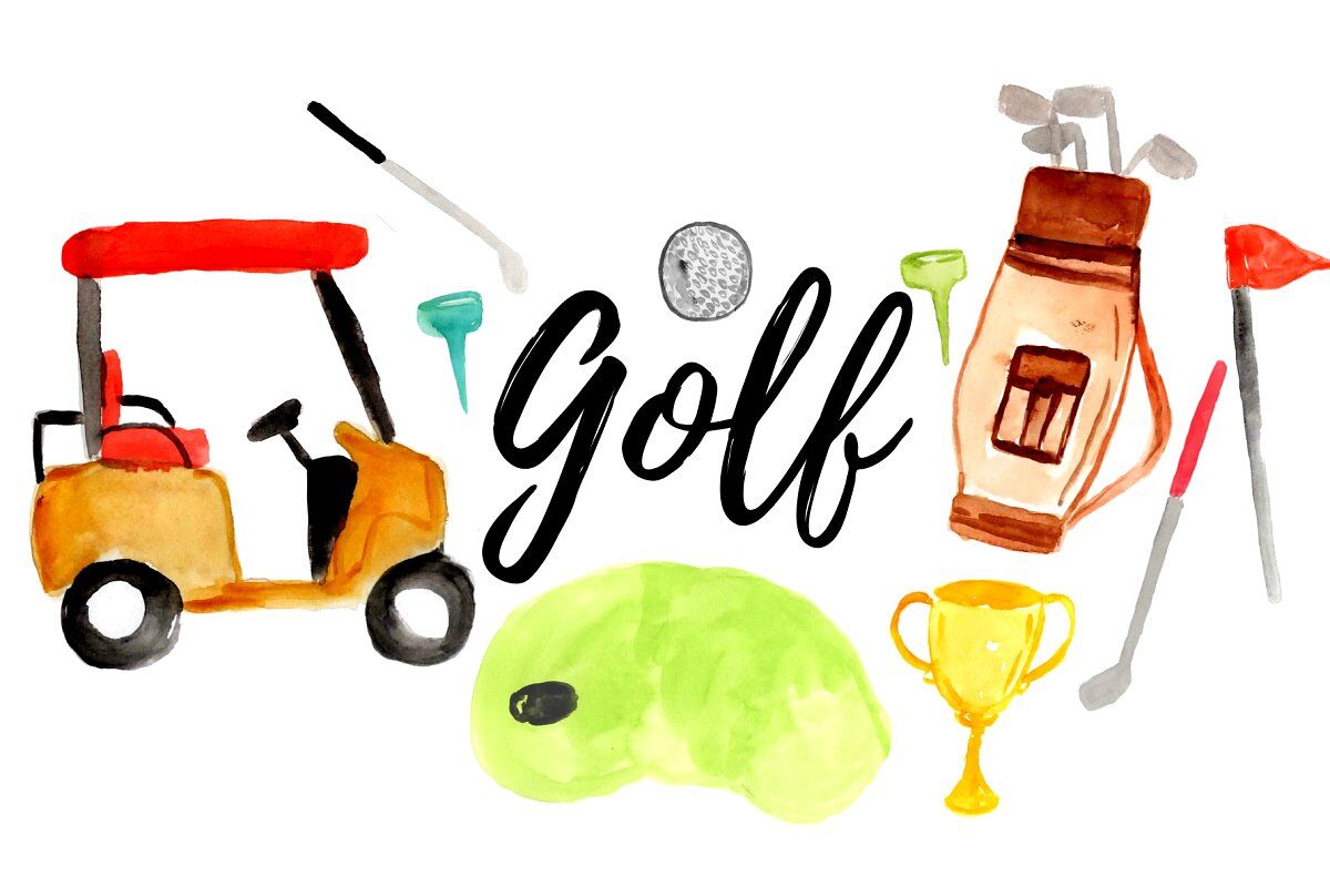 golf clipart watercolor