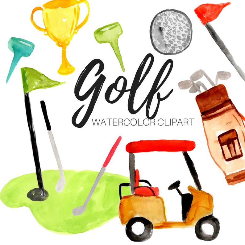 golf clipart watercolor