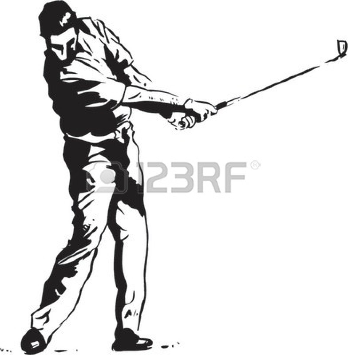 golfer clipart black and white