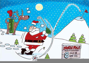 Free playing golf images. Santa clipart golfing