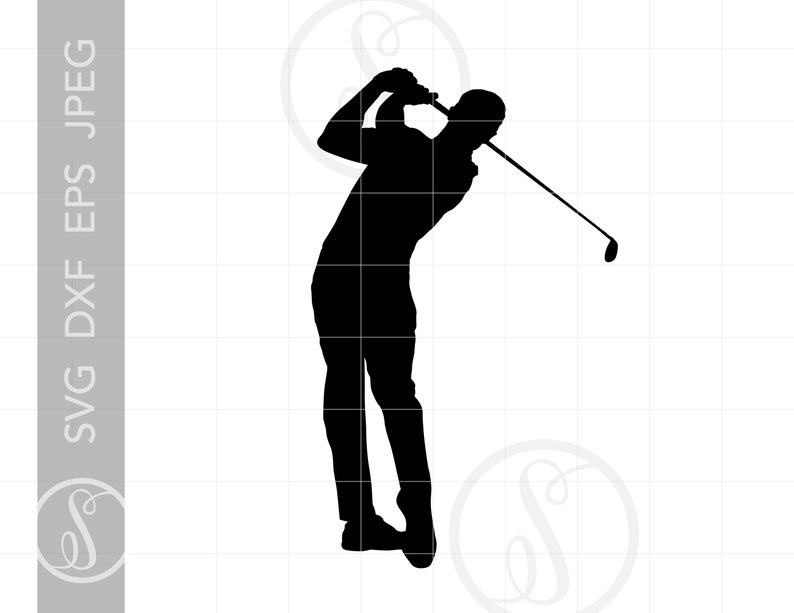 Silhouette cut file jpg. Golfer clipart svg