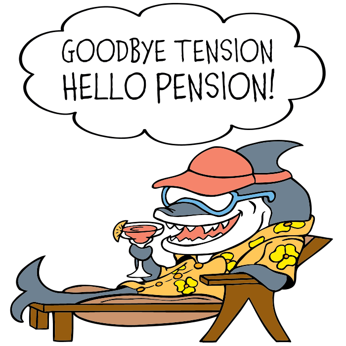 Goodbye tension hello pension. Grandfather clipart pensioner