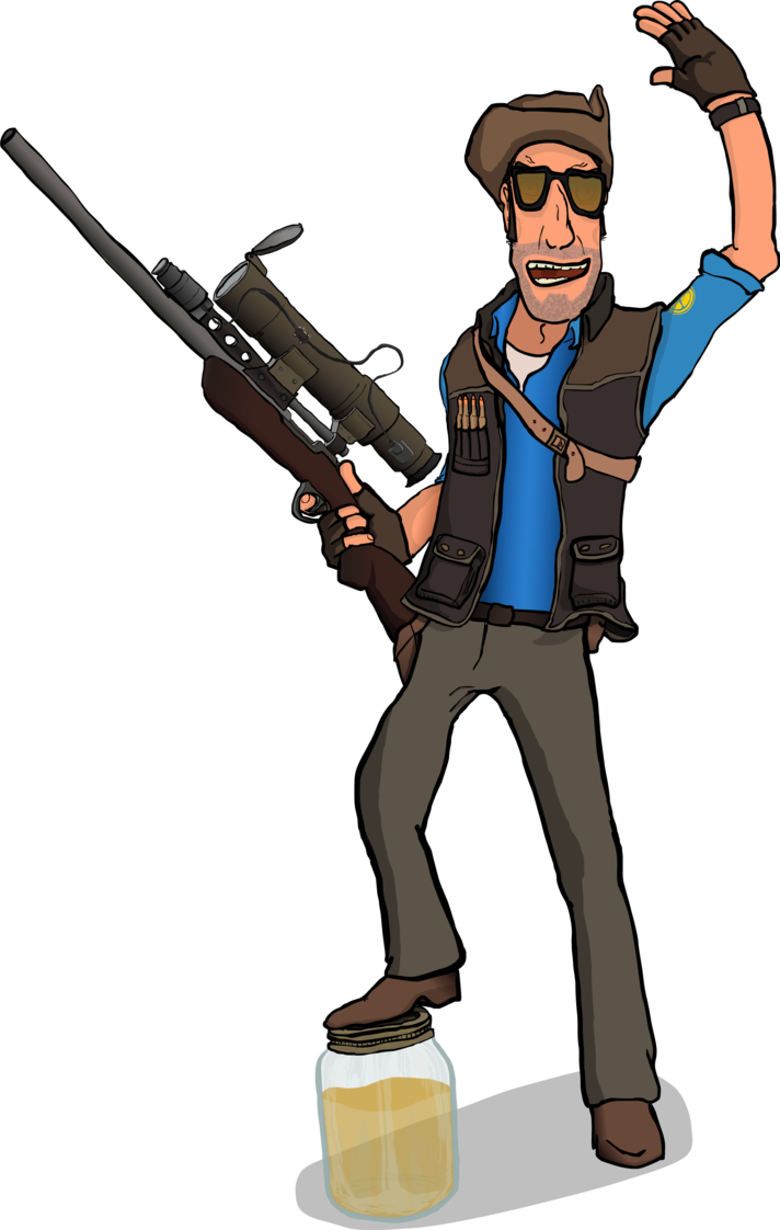 Goodbye clipart waved. Blue sniper waves to