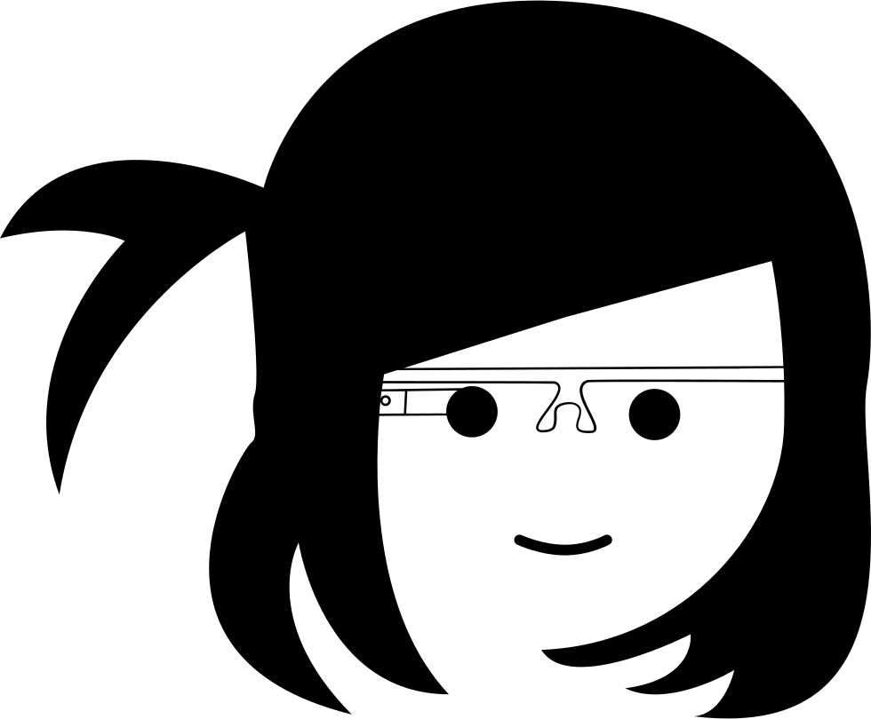 Girl face with glasses. Google eyes png