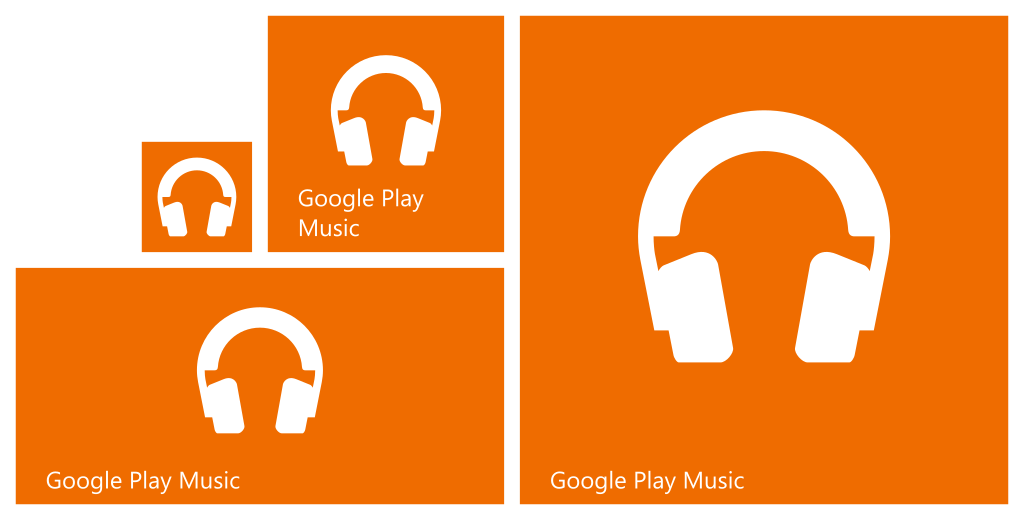 Windows start tile set. Google play music png