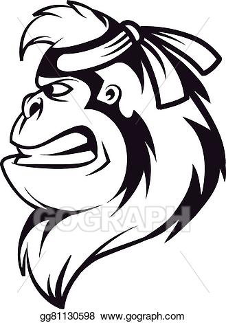 Gorilla clipart logo. Vector illustration ninja head