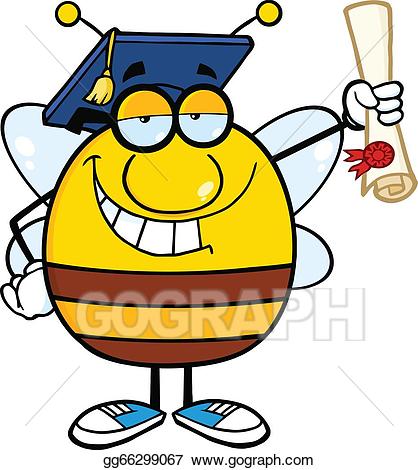Graduate clipart bee. Vector stock holding up