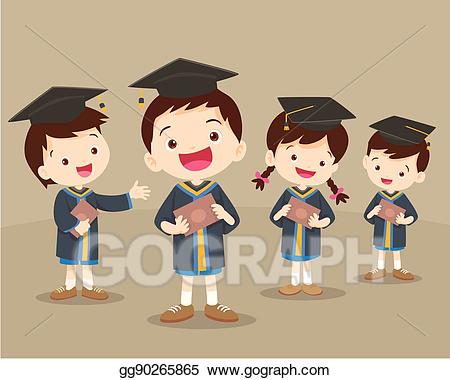 Graduate clipart cute graduation. Eps illustration students vector