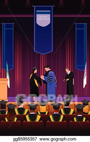 Graduate clipart graduation stage. Clip art vector girl