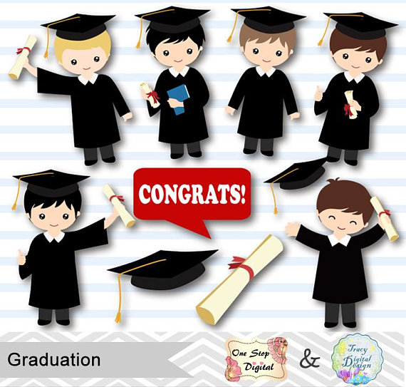 Graduate clipart little boy. Instant download graduation boys