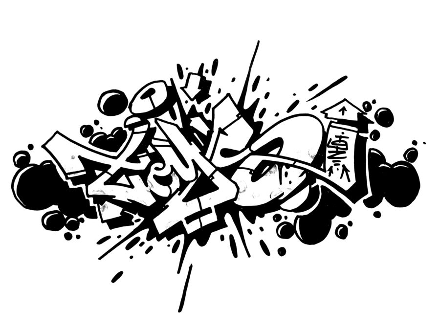 graffiti clipart black and white