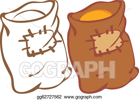 Grain clipart grain bag. Vector art sack of
