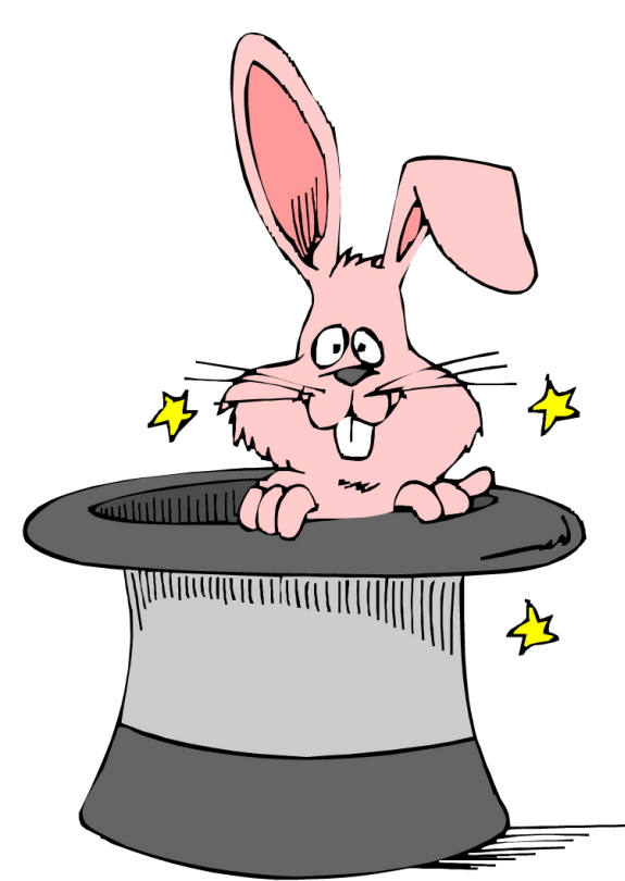 Primary language learning today. Magician clipart bunny