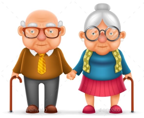 Grandpa clipart happy old couple. Cute smile elderly man
