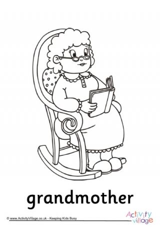 grandmother clipart colouring page