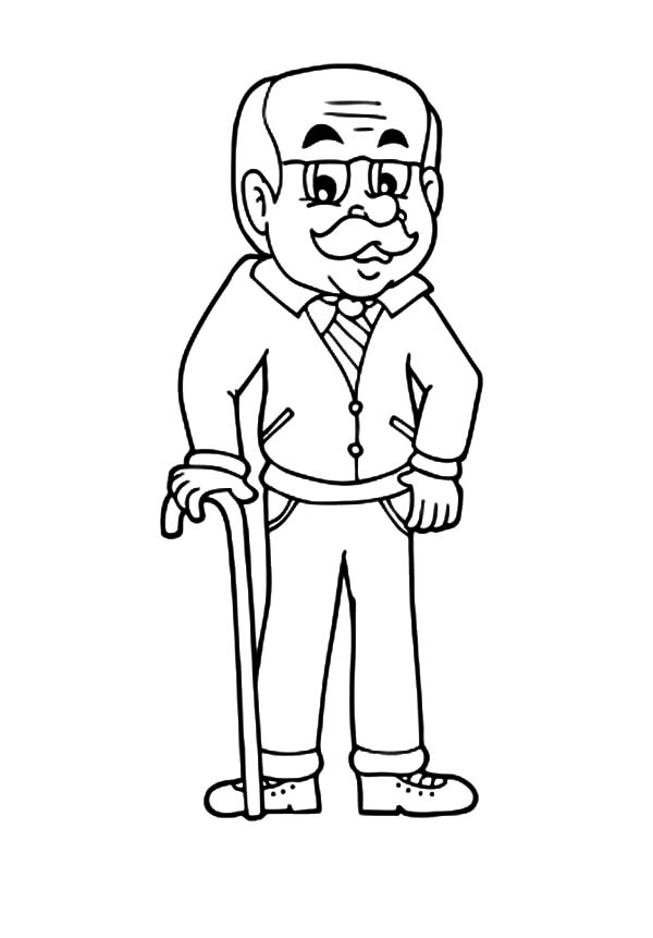 Download grandpa coloring national. Grandparents clipart colouring page