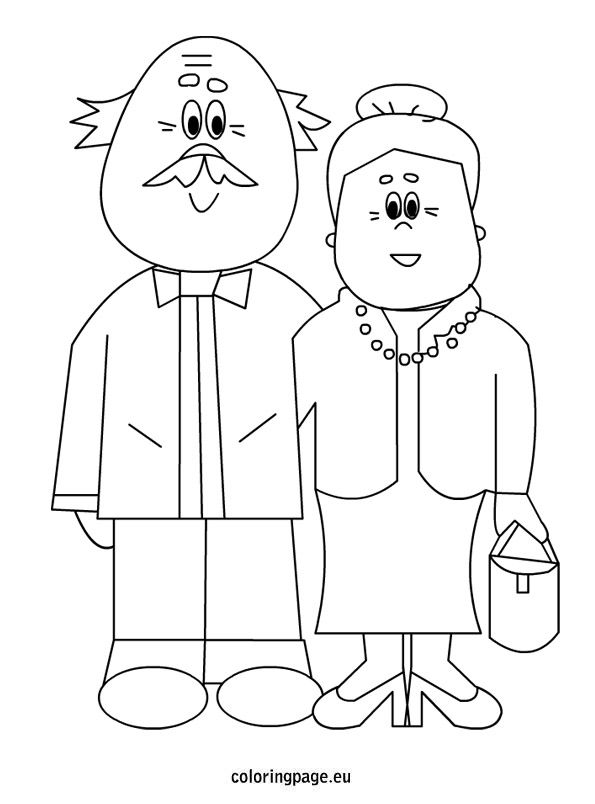 Page day . Grandparents clipart coloring