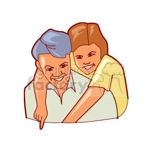 Grandfather clipart daughter. A grandaughter hugging her