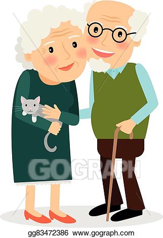 Grandparents clipart grandmather. Vector old couple grandmother