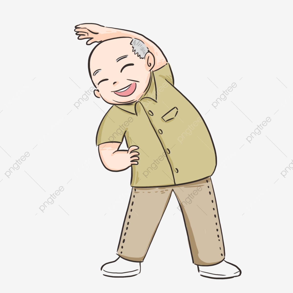 Grandfather clipart white hair. Hand drawn cartoon smiling