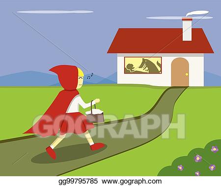 Grandma clipart grandma house. Vector little red riding
