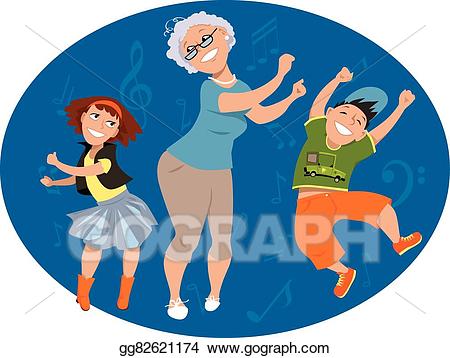 Vector stock dancing with. Grandma clipart illustration