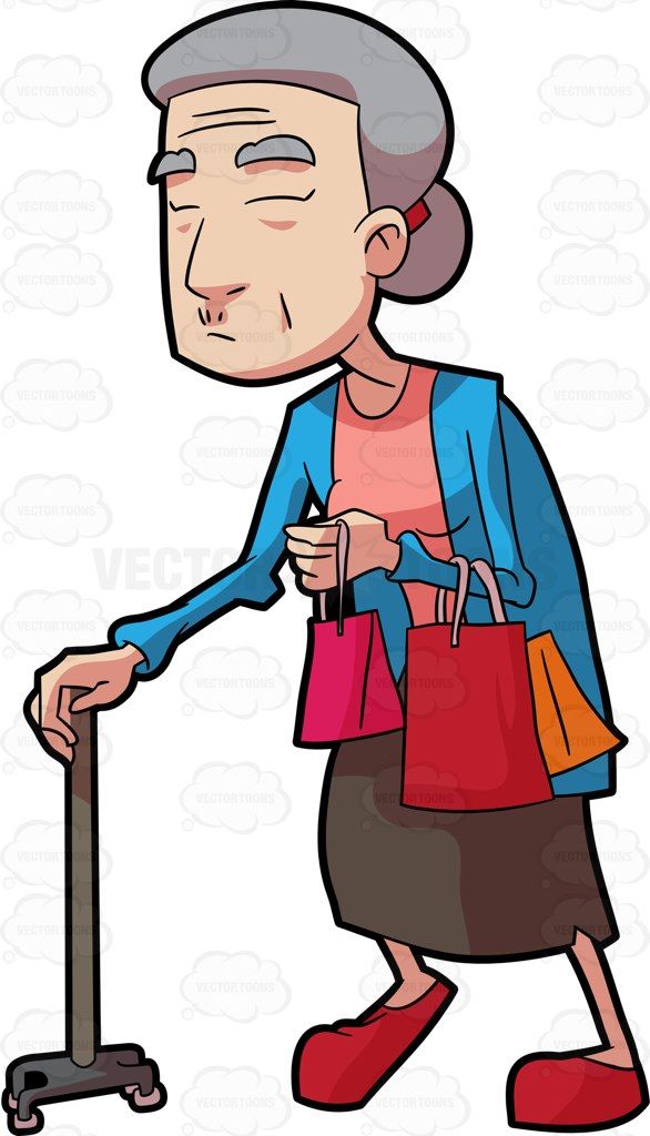 A grandma walking with. Grandparent clipart shopping