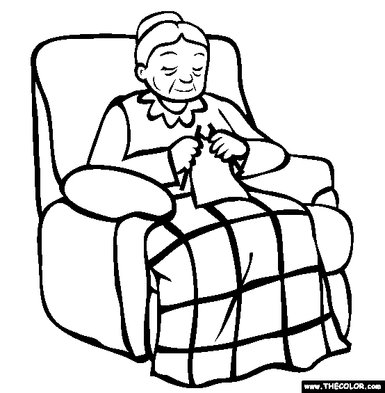 grandmother clipart colouring page
