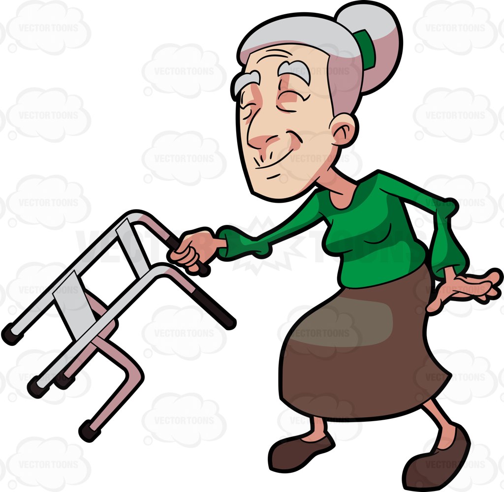 grandmother clipart rolling walker