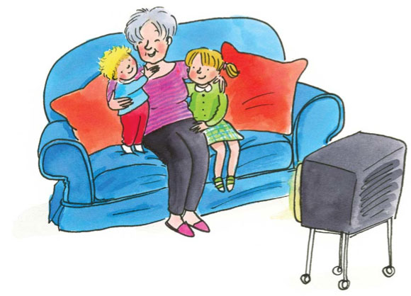 grandmother clipart taking care family