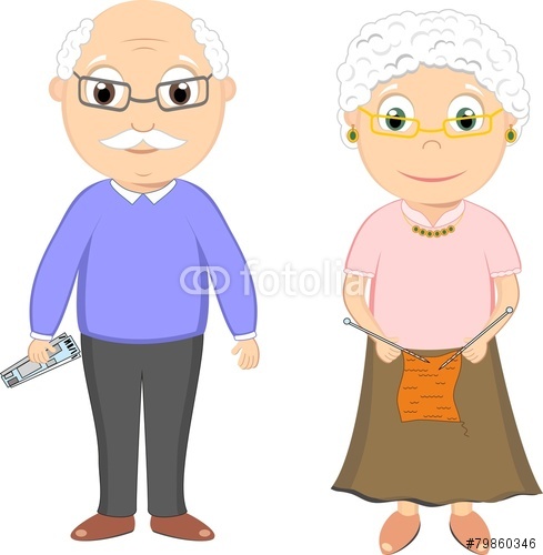 Grandmother and grandfather station. Grandparents clipart grandmather