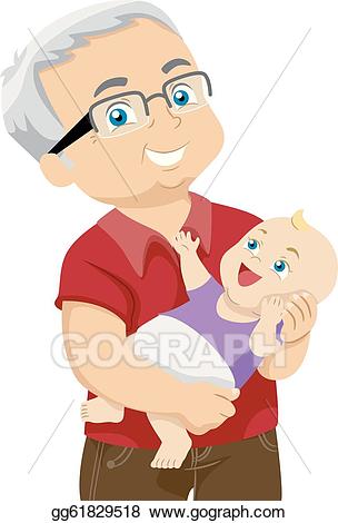 Vector illustration grandfather and. Grandparents clipart baby clipart