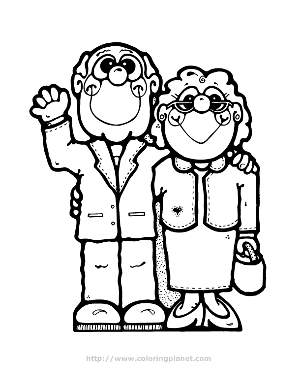 Grandparents clipart coloring. Free grandpa pages download
