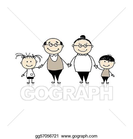 grandparent clipart happy together