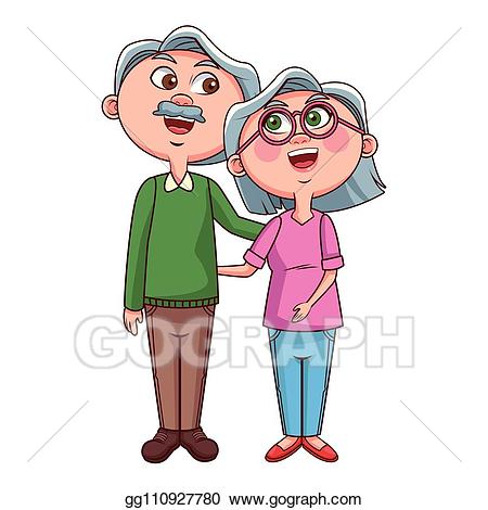 Grandparent clipart illustration. Vector stock elder couple