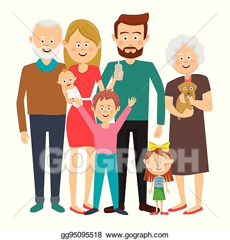 Vector illustration family together. Grandparent clipart mother